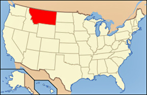 USA map showing loction of Montana